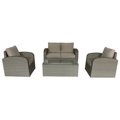 Homeroots Four Piece CA Faux Rattan And Outdoor Seating Set with Table