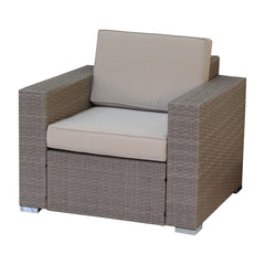 Homeroots Three Piece Beige SQA Faux Rattan and Tan Outdoor Seating Set with Table 476688