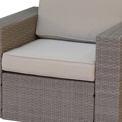 Homeroots Three Piece Beige SQA Faux Rattan and Tan Outdoor Seating Set with Table 476688