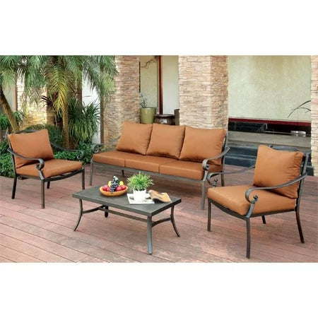 Furniture of America Torrey Contemporary 4-Piece Faux Rattan Patio Set IDF-OS2501-4PC