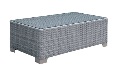 Furniture of America Balmer Contemporary Glass Top Patio Coffee Table in Gray IDF-OS1842GY-C