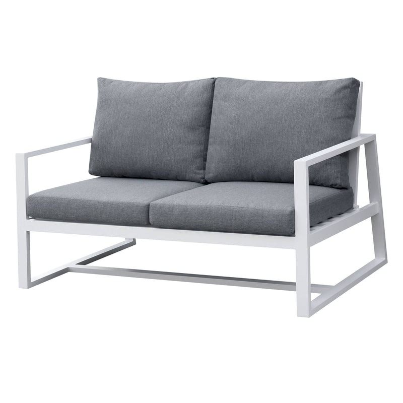 Furniture of America Jemmet Contemporary Aluminum Patio Loveseat in Gray IDF-OS2590GY-LV