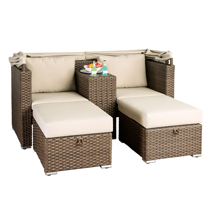 Furniture of America Lythe Contemporary Faux Wicker Patio Set IDF-OS2592