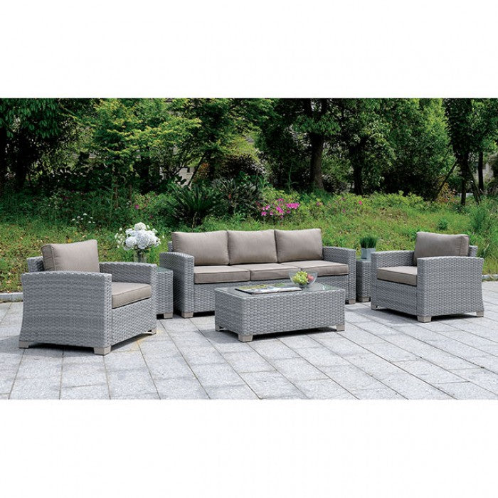 Furniture of America Balmer Contemporary 6-Piece Faux Rattan Patio Set in Gray IDF-OS1842GY-SET