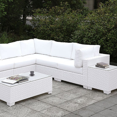Furniture of America Charles Contemporary Faux Rattan Patio Sectional X IDF-OS2128WH-SET10