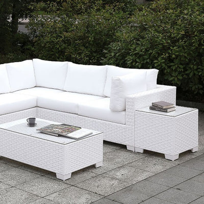 Furniture of America Charles Contemporary Faux Rattan Patio Sectional XI IDF-OS2128WH-SET11