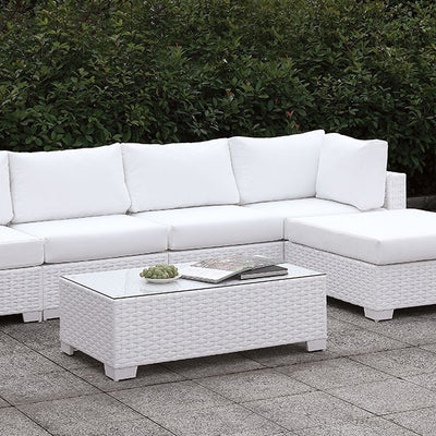Furniture of America Charles Contemporary Faux Rattan Patio Sectional XII IDF-OS2128WH-SET12