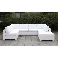 Furniture of America Charles Contemporary Faux Rattan Patio Sectional III IDF-OS2128WH-SET3