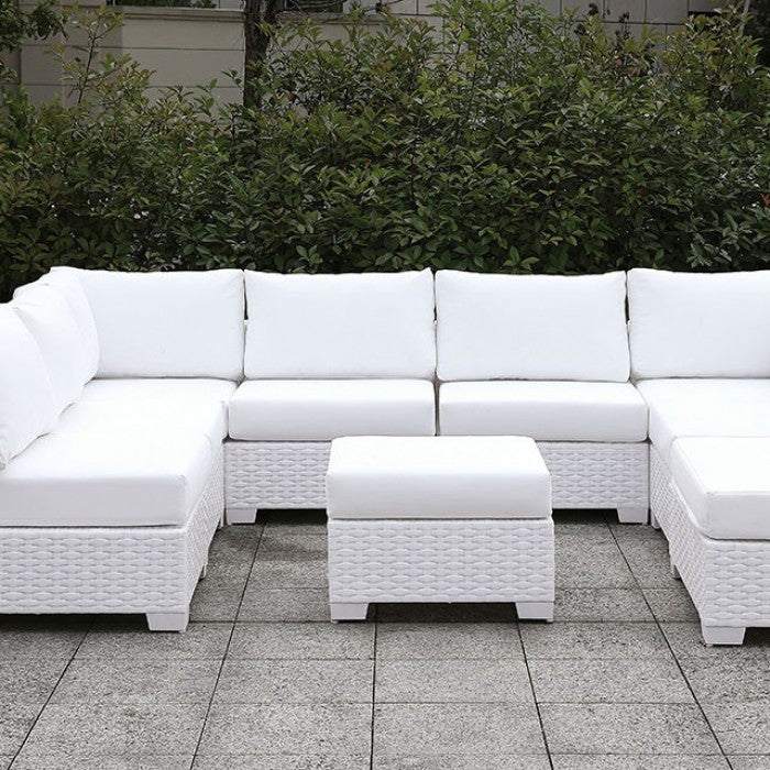 Furniture of America Charles Contemporary Faux Rattan Patio Sectional IV IDF-OS2128WH-SET4