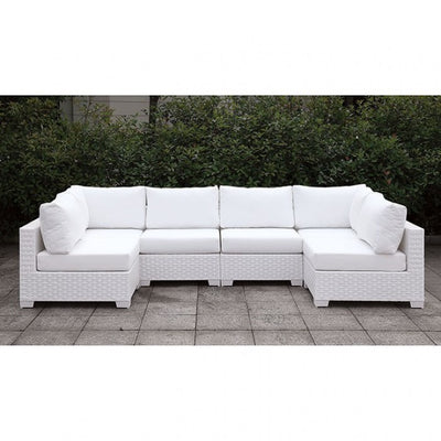 Furniture of America Charles Contemporary Faux Rattan Patio Sectional VI IDF-OS2128WH-SET6