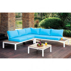 Furniture of America Felisa Contemporary Faux Rattan Patio Sectional with Table IDF-OS2580