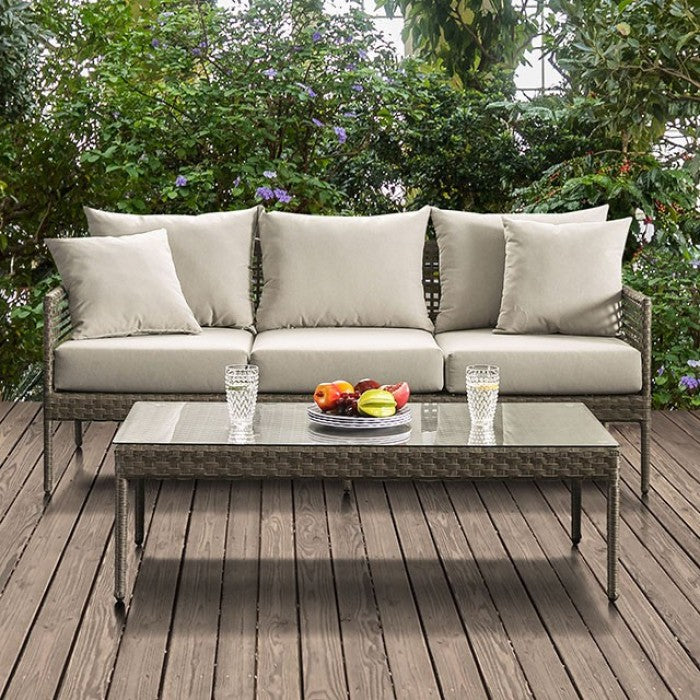 Furniture of America Gracera Contemporary Faux Wicker Patio Sofa IDF-OS2589-SF