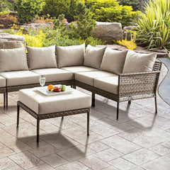 Furniture of America Markson Contemporary Faux Wicker Patio Sectional IDF-OS2599-SEC
