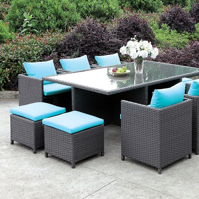 Furniture of America Domarri Contemporary 11-Piece Faux Rattan Patio Dining Set IDF-OT2127