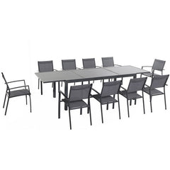 Hanover 11-Piece Dining Set from the Naples Collection NAPLESDN11PC-GRY