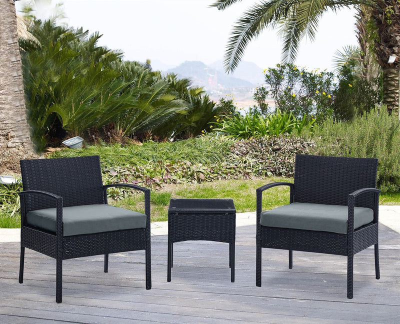 Manhattan Comfort Noli Patio 2-Person Seating Group with End Table