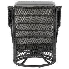 Manhattan Comfort Fruttuo Swivel Steel Rattan 3-Piece Patio Conversation Set with Cushions